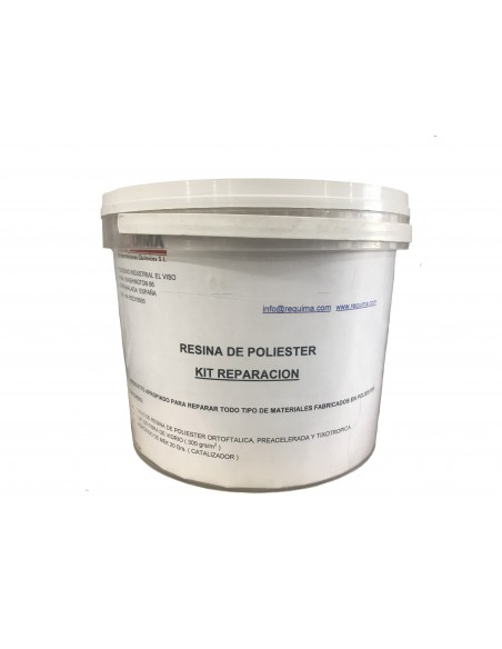 Kit resina de poliester 1kg + catalizador 25gr + fibra de vidrio 1m2.